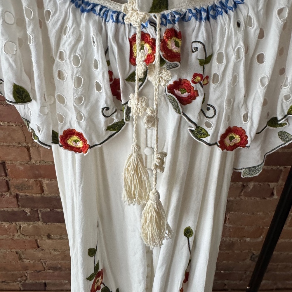 Fillyboo White Maxi Dress with Red Floral Embroidery - Picture 3 of 3